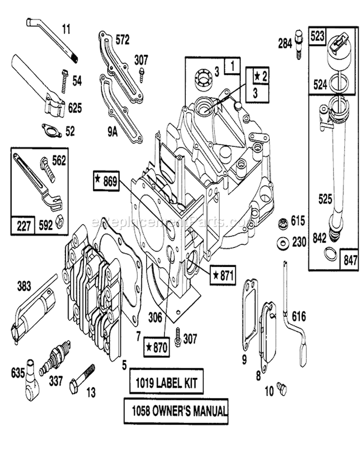 Engine Briggs & Stratton Model 128807-0658-01 Diagram and Parts List for 20463 6900001-6999999 - 1996 Toro Lawn Mower