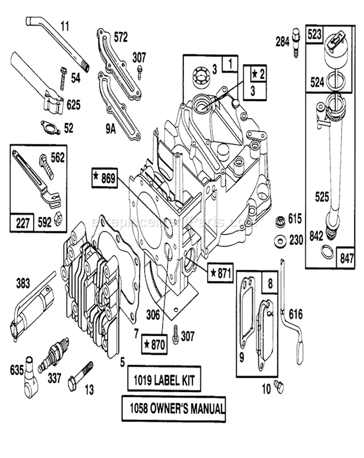 Engine Briggs & Stratton Model 128802-0615-01 Diagram and Parts List for 20463 6900001-6999999 - 1996 Toro Lawn Mower