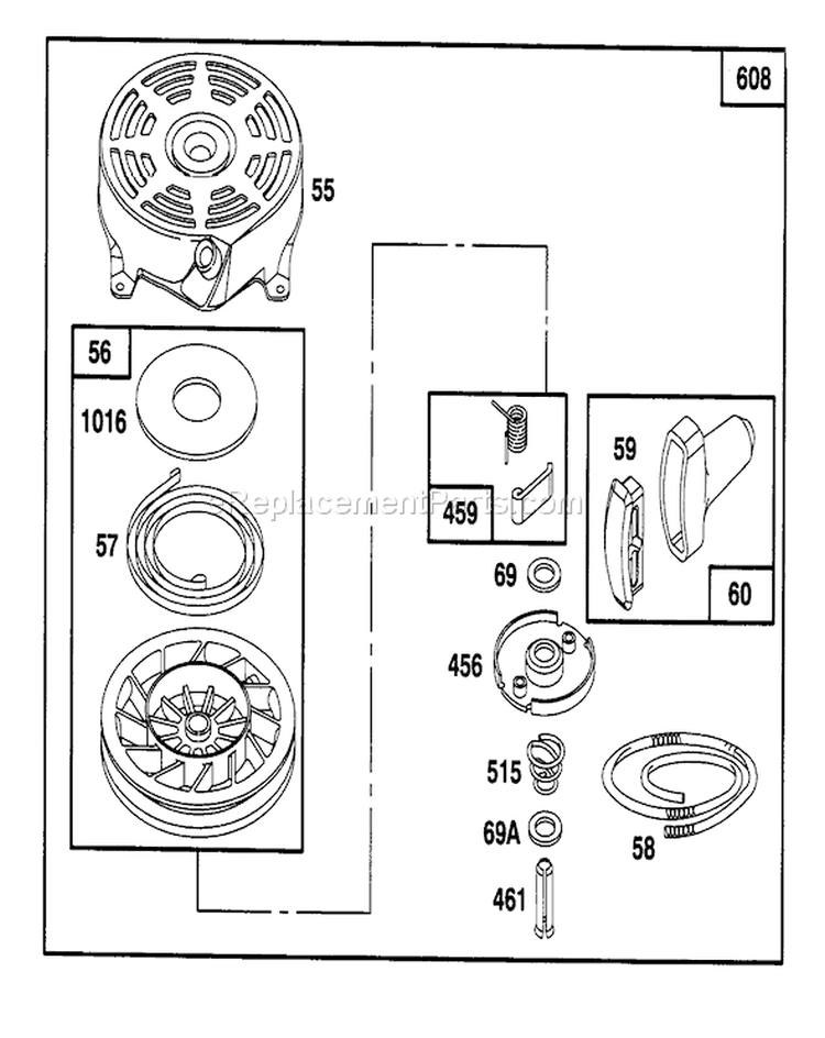 Page AB Diagram and Parts List for 20463 6900001-6999999 - 1996 Toro Lawn Mower