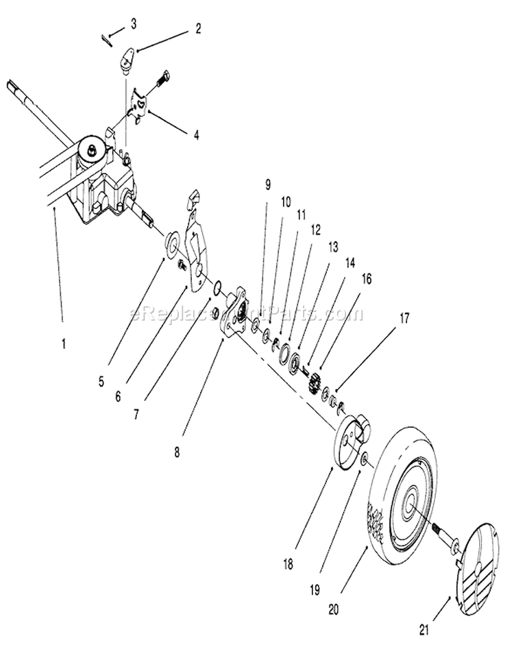 Rear Axle Assembly Diagram and Parts List for 20463 6900001-6999999 - 1996 Toro Lawn Mower