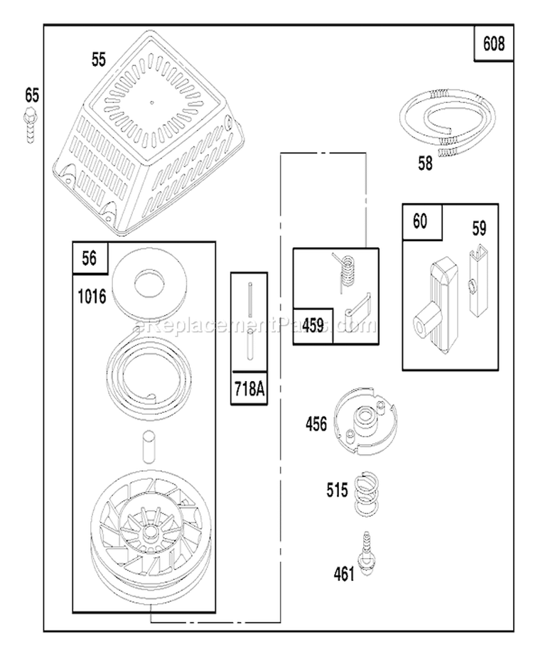 Page F Diagram and Parts List for 20464 6900001-6999999 - 1996 Toro Lawn Mower