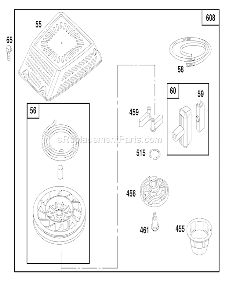 Page G Diagram and Parts List for 20464 6900001-6999999 - 1996 Toro Lawn Mower