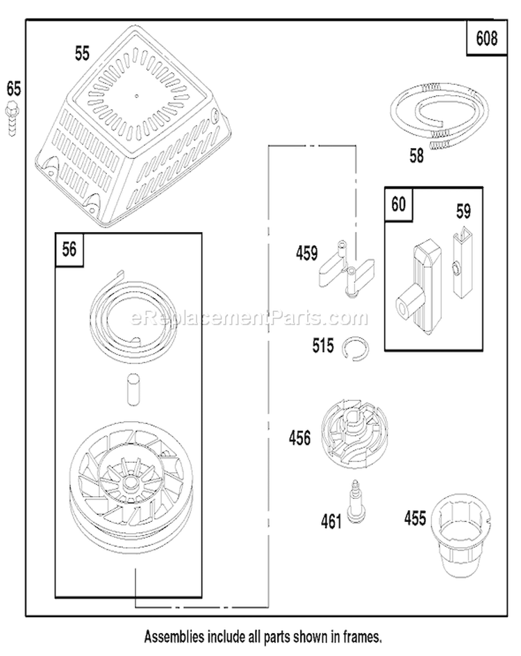 Page F Diagram and Parts List for 20464 7900001-7999999 - 1997 Toro Lawn Mower