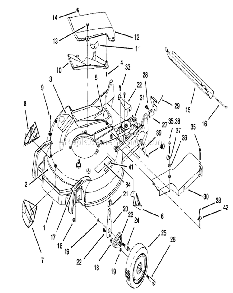 Housing Assembly Diagram and Parts List for 20465 5900001-5999999 - 1995 Toro Lawn Mower