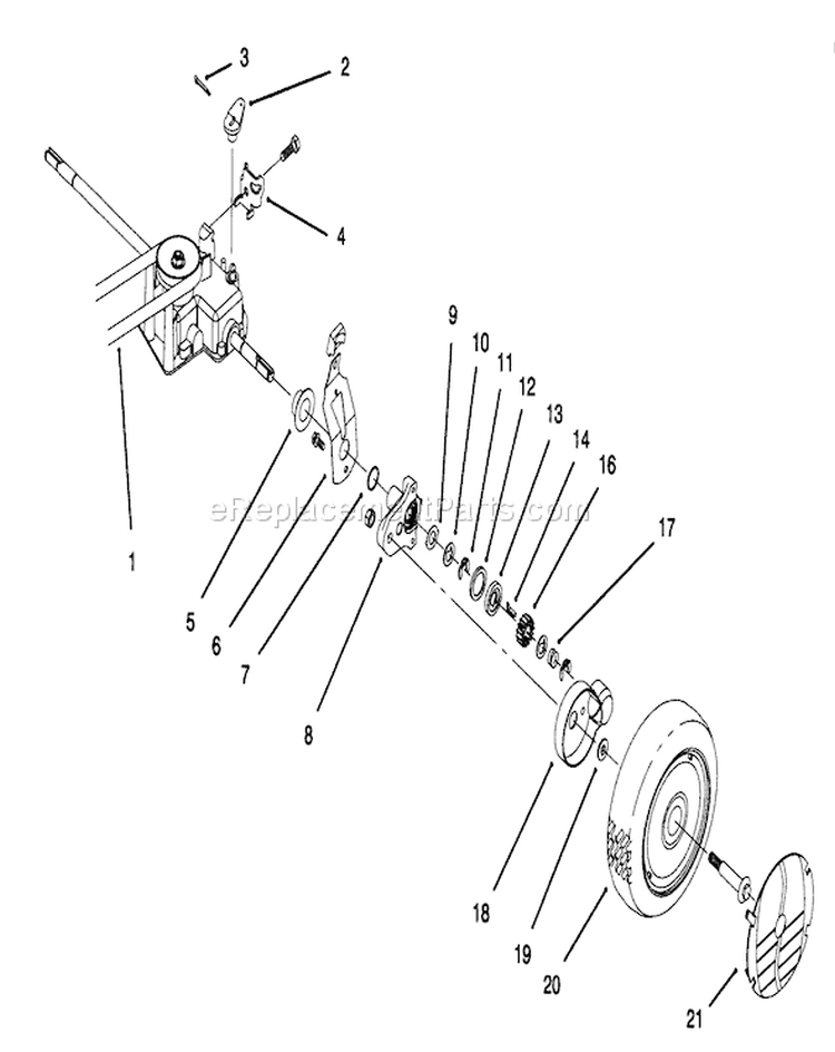 Rear Axle Assembly Diagram and Parts List for 20465 5900001-5999999 - 1995 Toro Lawn Mower