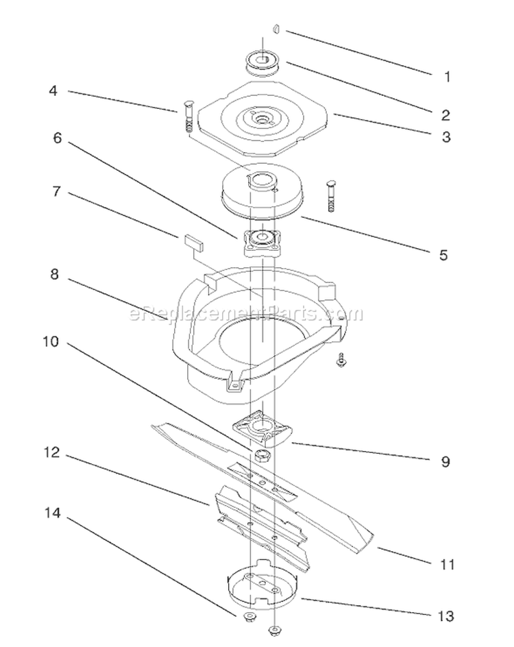 Blade Brake Clutch Assembly Diagram and Parts List for 20466 6900001-6999999 - 1996 Toro Lawn Mower