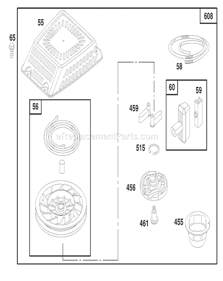 Page K Diagram and Parts List for 20466 6900001-6999999 - 1996 Toro Lawn Mower