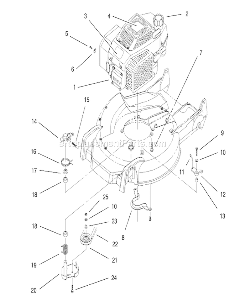 Engine Diagram and Parts List for 20466 6900001-6999999 - 1996 Toro Lawn Mower