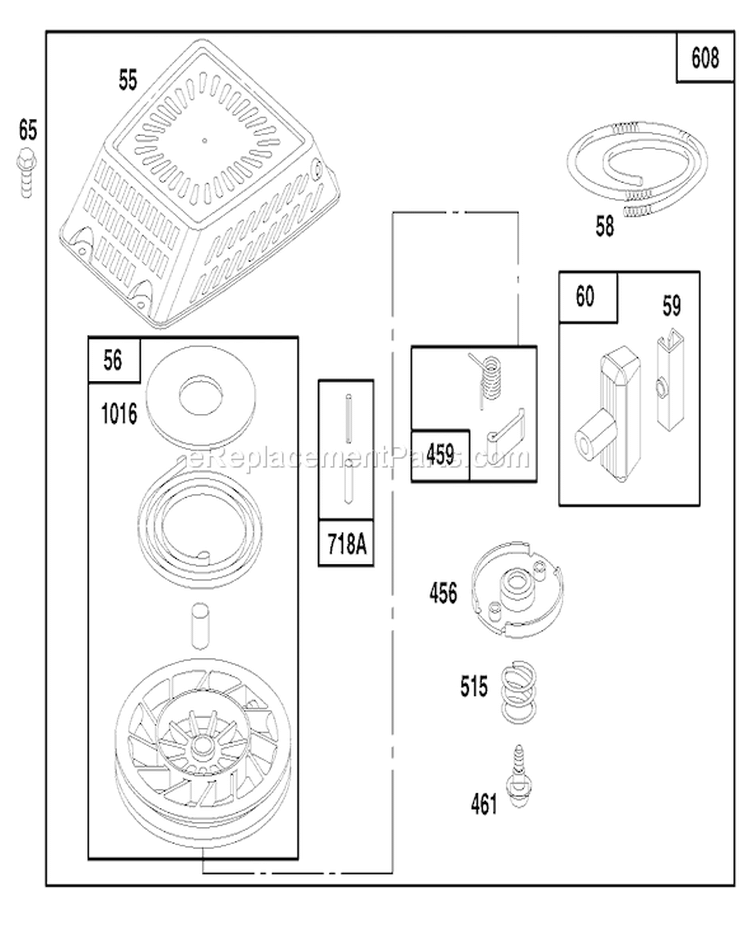 Page G Diagram and Parts List for 20466 6900001-6999999 - 1996 Toro Lawn Mower