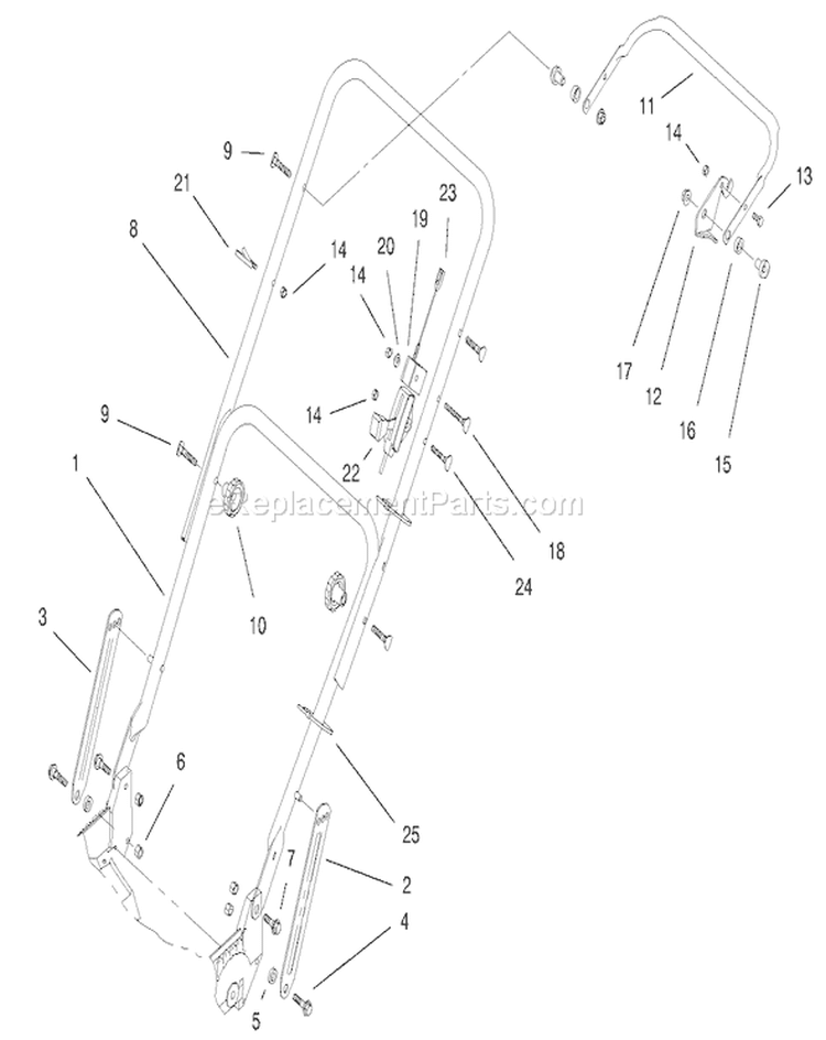 Handle Assembly Diagram and Parts List for 20469 7900001-7999999 - 1997 Toro Lawn Mower