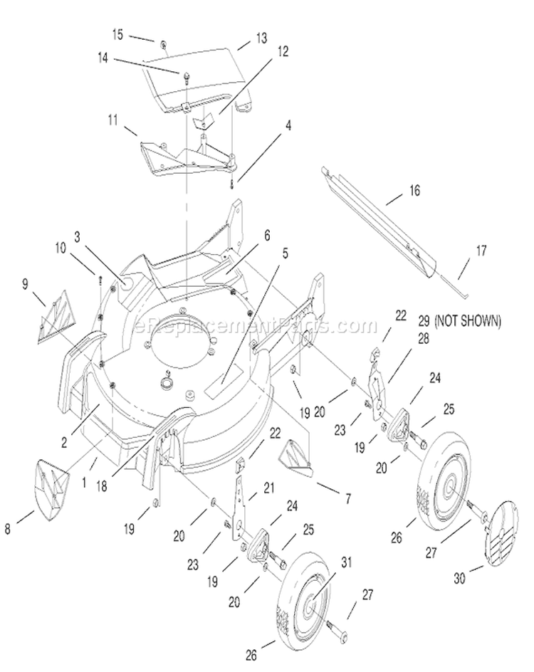 Housing Assembly Diagram and Parts List for 20469 7900001-7999999 - 1997 Toro Lawn Mower
