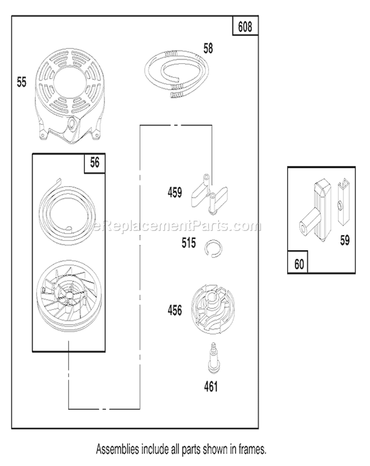 Starter Diagram and Parts List for 20470 7900001-7999999 - 1997 Toro Lawn Mower