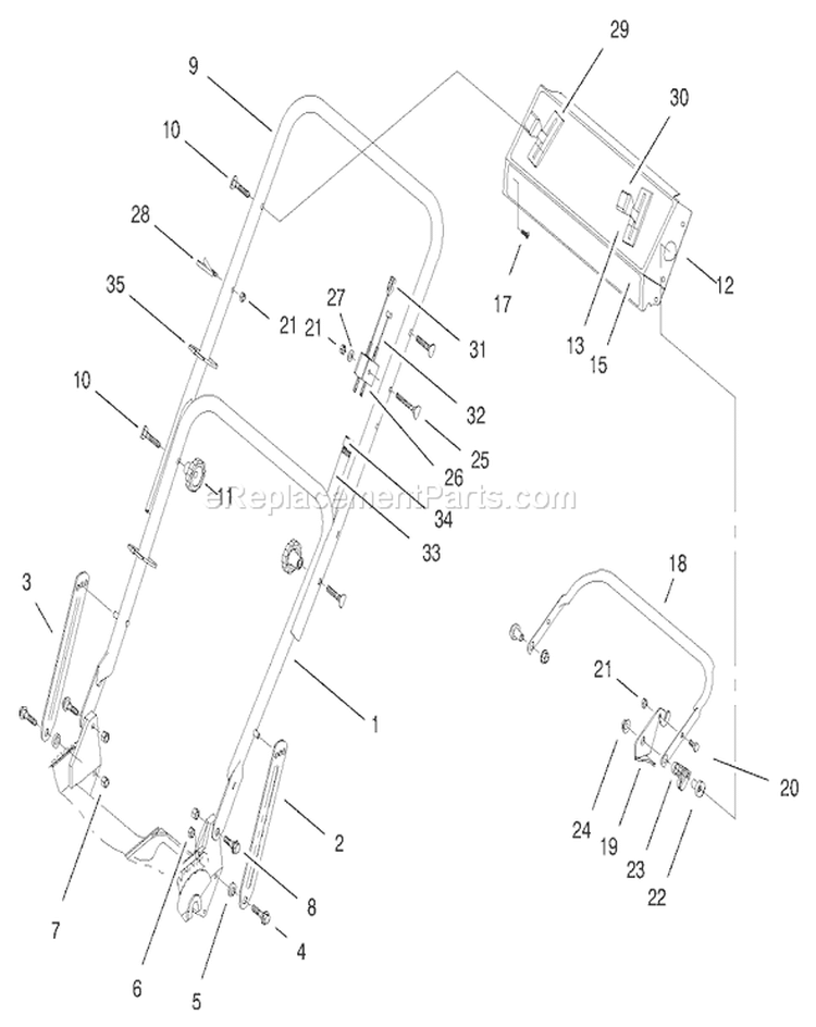 Handle Assembly Diagram and Parts List for 20470 7900001-7999999 - 1997 Toro Lawn Mower
