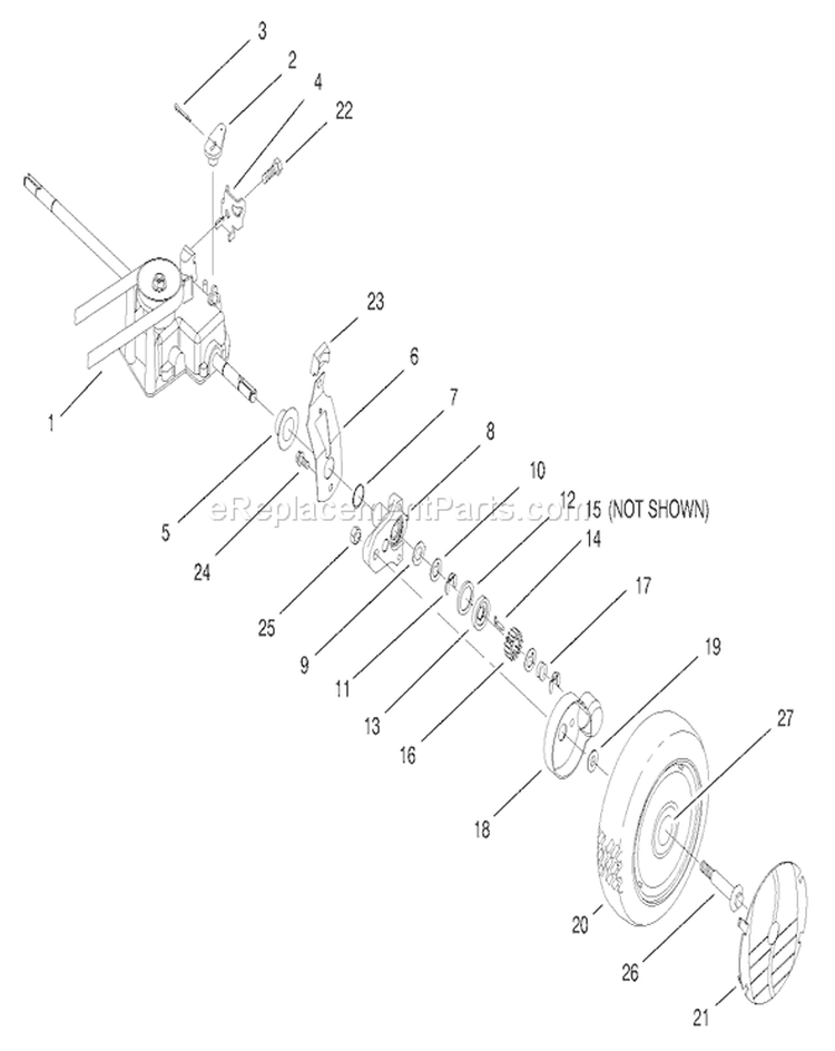 Rear Axle Assembly Diagram and Parts List for 20470 7900001-7999999 - 1997 Toro Lawn Mower