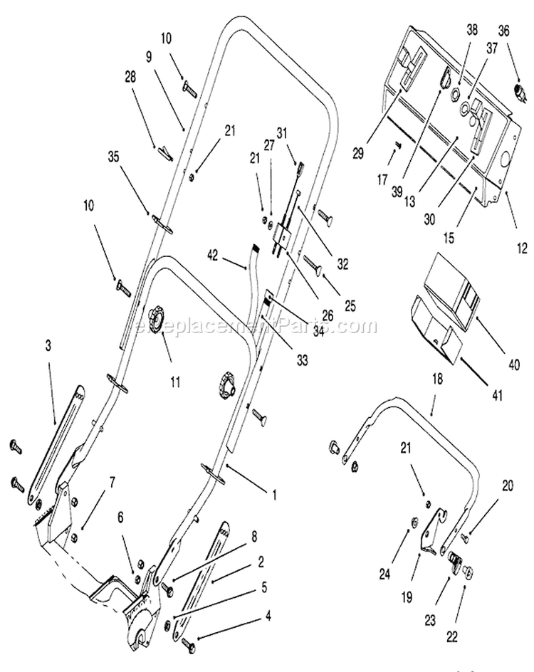 Handle Assembly Diagram and Parts List for 20473 6900001-6999999 - 1996 Toro Lawn Mower