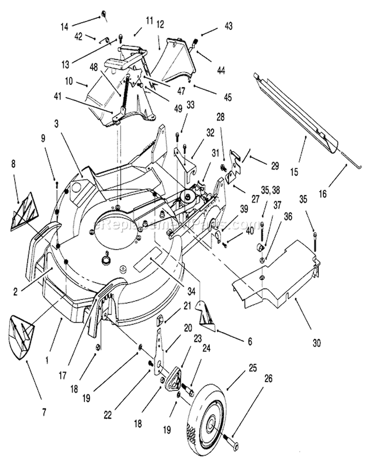 Housing Assembly Diagram and Parts List for 20472 6900001-6999999 - 1996 Toro Lawn Mower