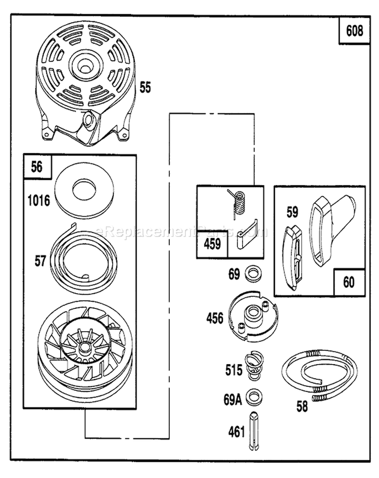 Page H Diagram and Parts List for 20473 6900001-6999999 - 1996 Toro Lawn Mower