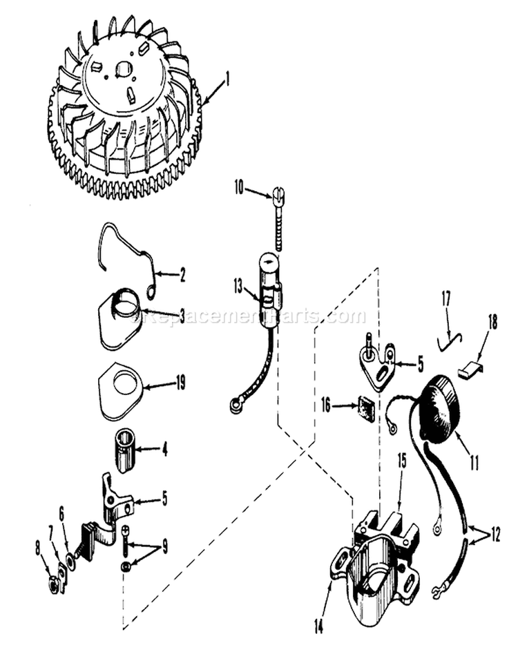 Magneto Diagram and Parts List for 20474 5000001-5999999 - 1975 Toro Lawn Mower