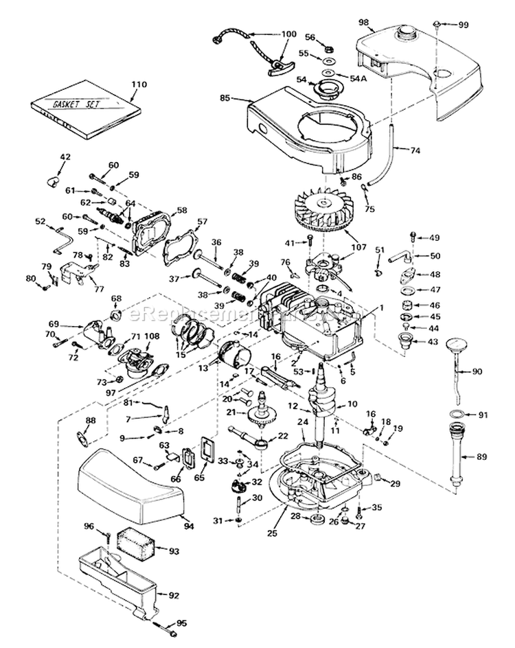 Page E Diagram and Parts List for 20474 5000001-5999999 - 1975 Toro Lawn Mower