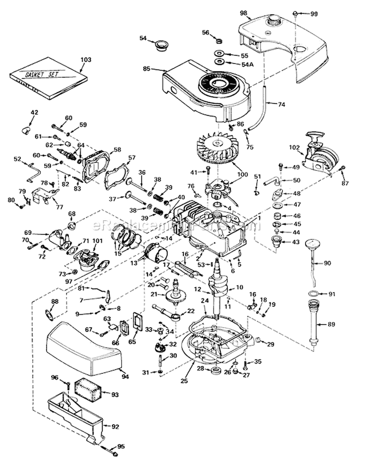 Page F Diagram and Parts List for 20474 5000001-5999999 - 1975 Toro Lawn Mower