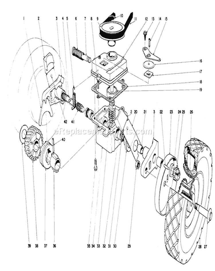 Gear Case Assembly Diagram and Parts List for 20474 5000001-5999999 - 1975 Toro Lawn Mower