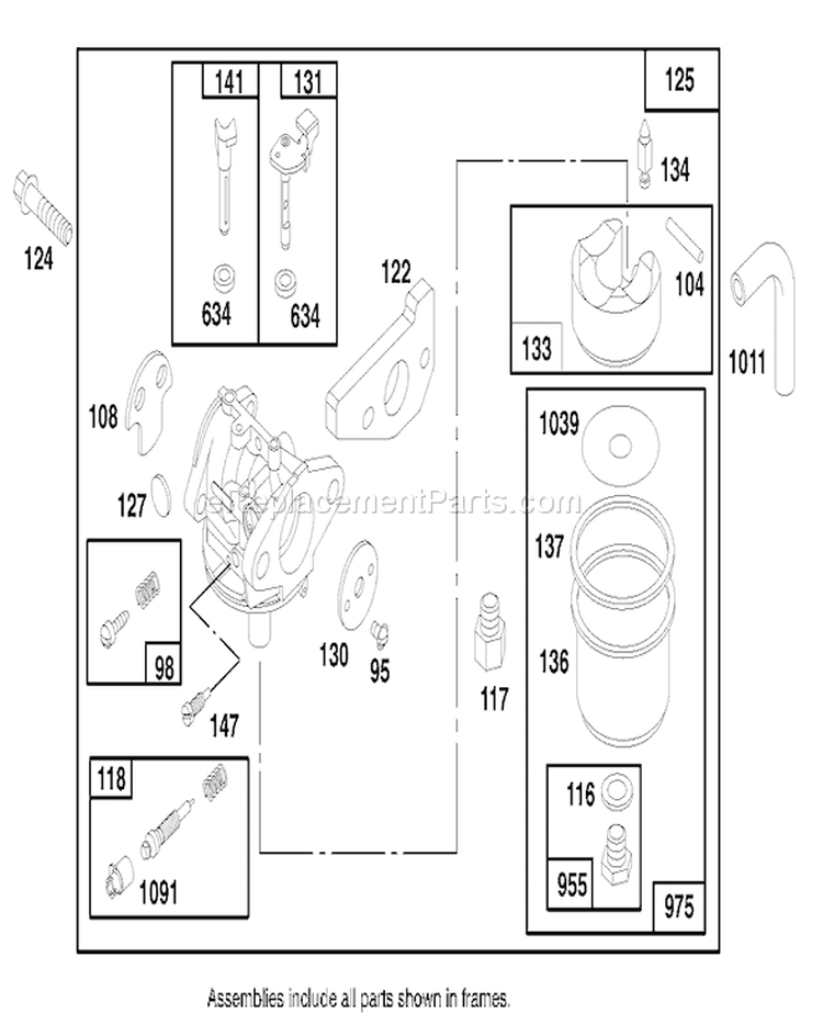 Carburetor Diagram and Parts List for 20474 6900001-6999999 - 1996 Toro Lawn Mower