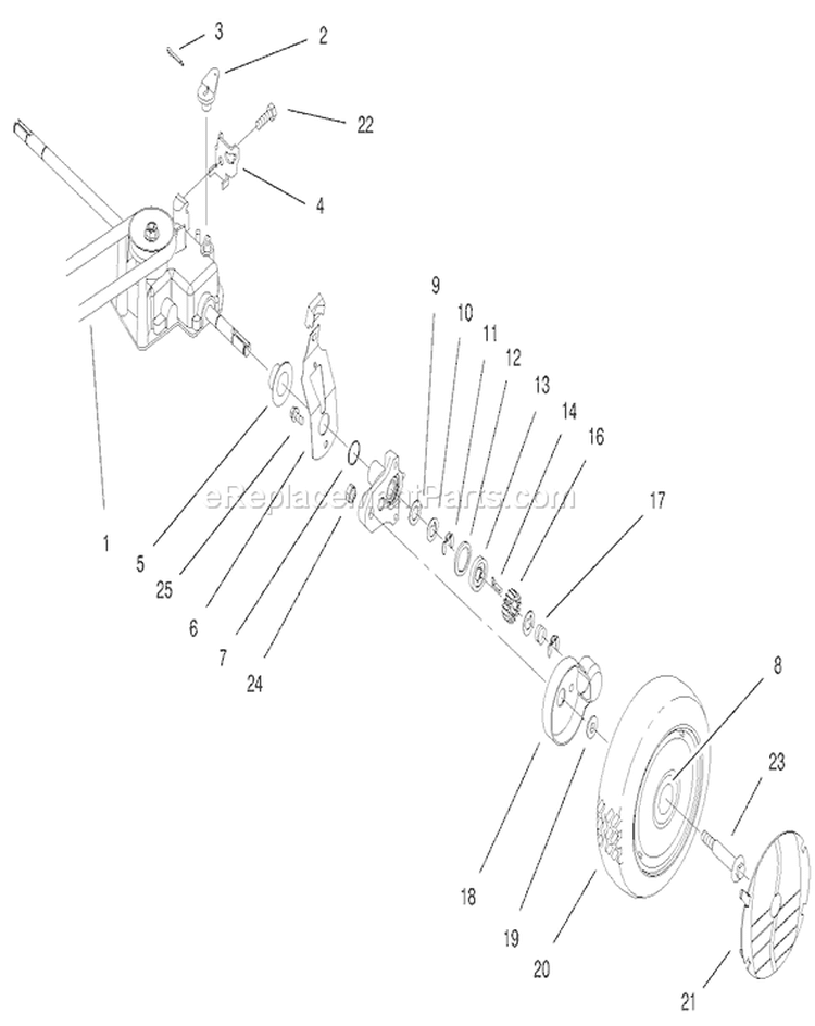 Rear Axle Assembly Diagram and Parts List for 20475 6900001-6999999 - 1996 Toro Lawn Mower