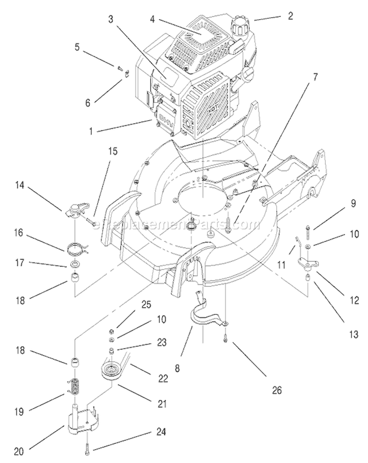Engine Diagram and Parts List for 20475 6900001-6999999 - 1996 Toro Lawn Mower