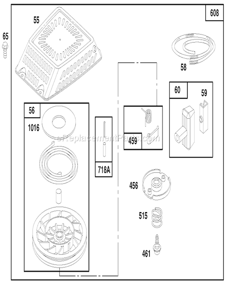 Page H Diagram and Parts List for 20475 6900001-6999999 - 1996 Toro Lawn Mower