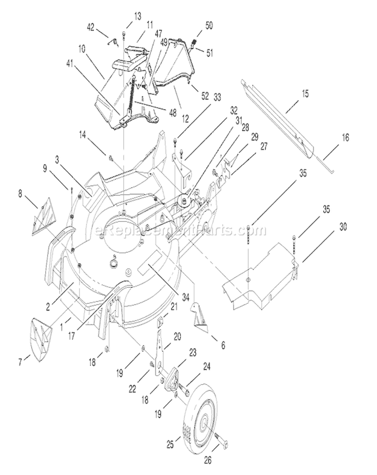 Housing Assembly Diagram and Parts List for 20478 7900001-7999999 - 1997 Toro Lawn Mower