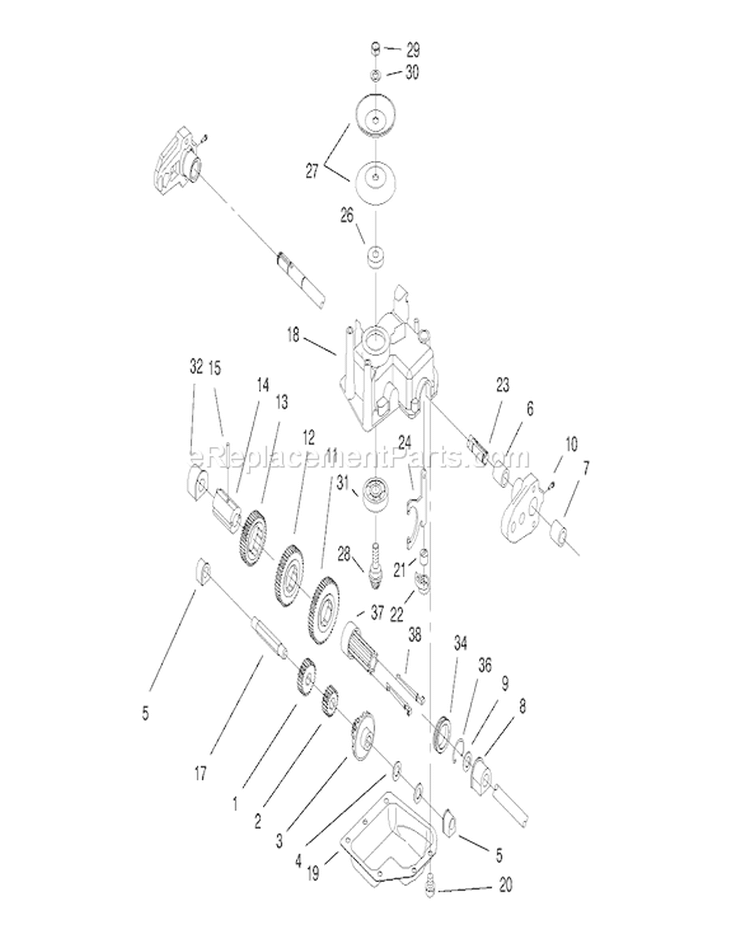 Gear Case Assembly Diagram and Parts List for 20479 7900001-7999999 - 1997 Toro Lawn Mower