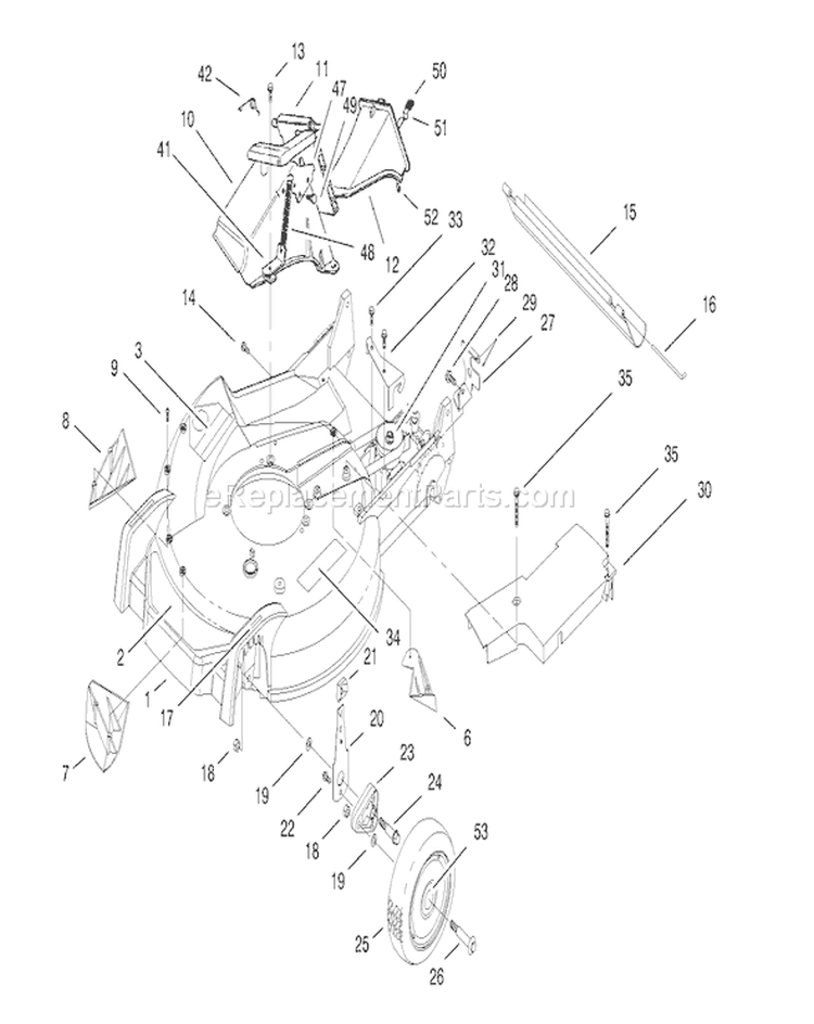 Housing Assembly Diagram and Parts List for 20479 7900001-7999999 - 1997 Toro Lawn Mower