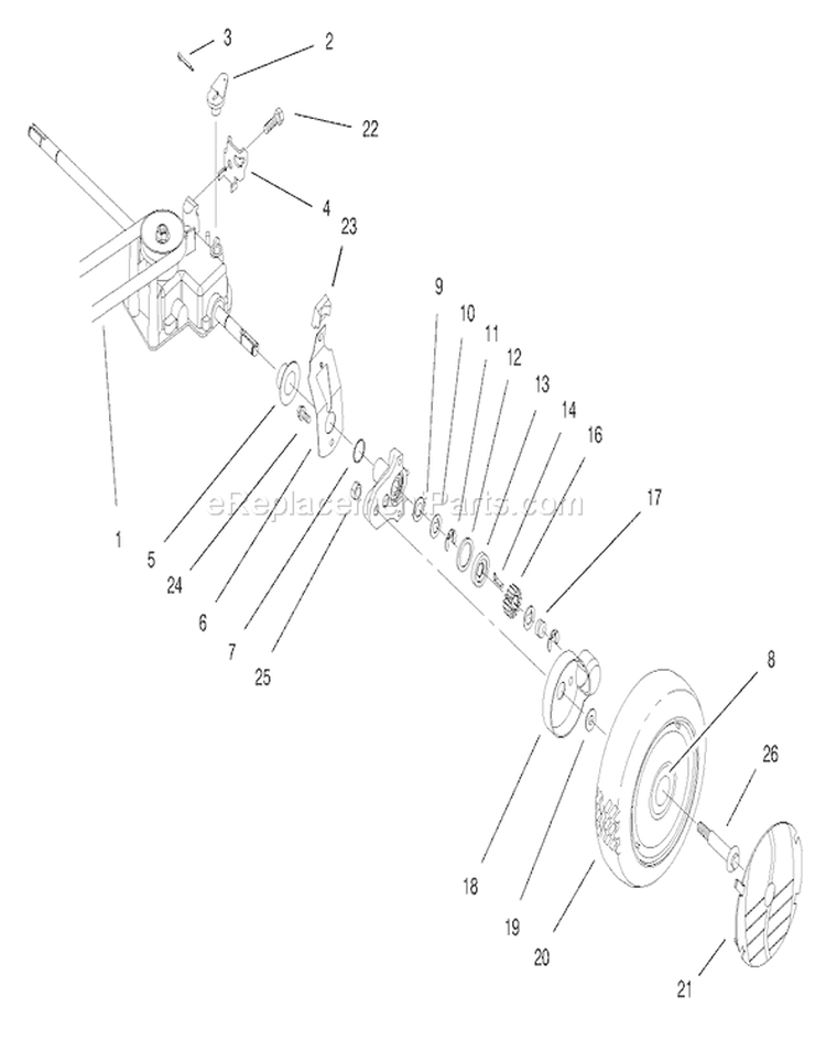 Rear Axle Assembly Diagram and Parts List for 20480 7900001-7999999 - 1997 Toro Lawn Mower