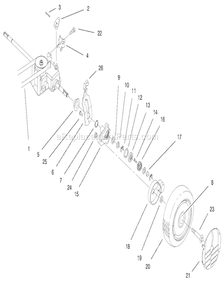 Rear Axle Assembly Diagram and Parts List for 20483 790000001-799999999 - 1997 Toro Lawn Mower