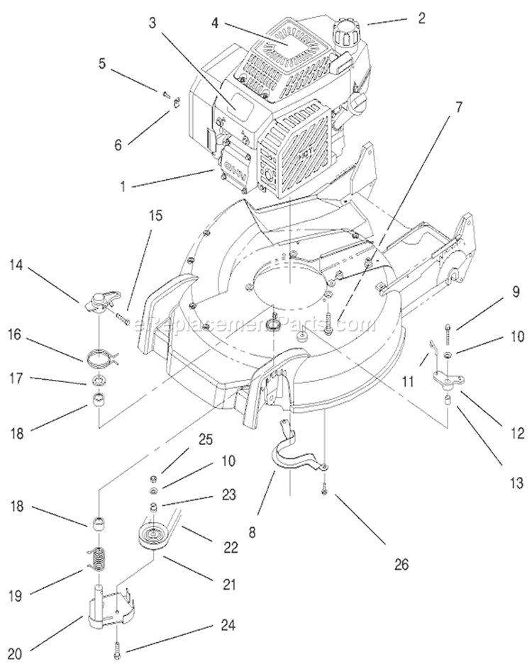 Engine Diagram and Parts List for 20483 790000001-799999999 - 1997 Toro Lawn Mower