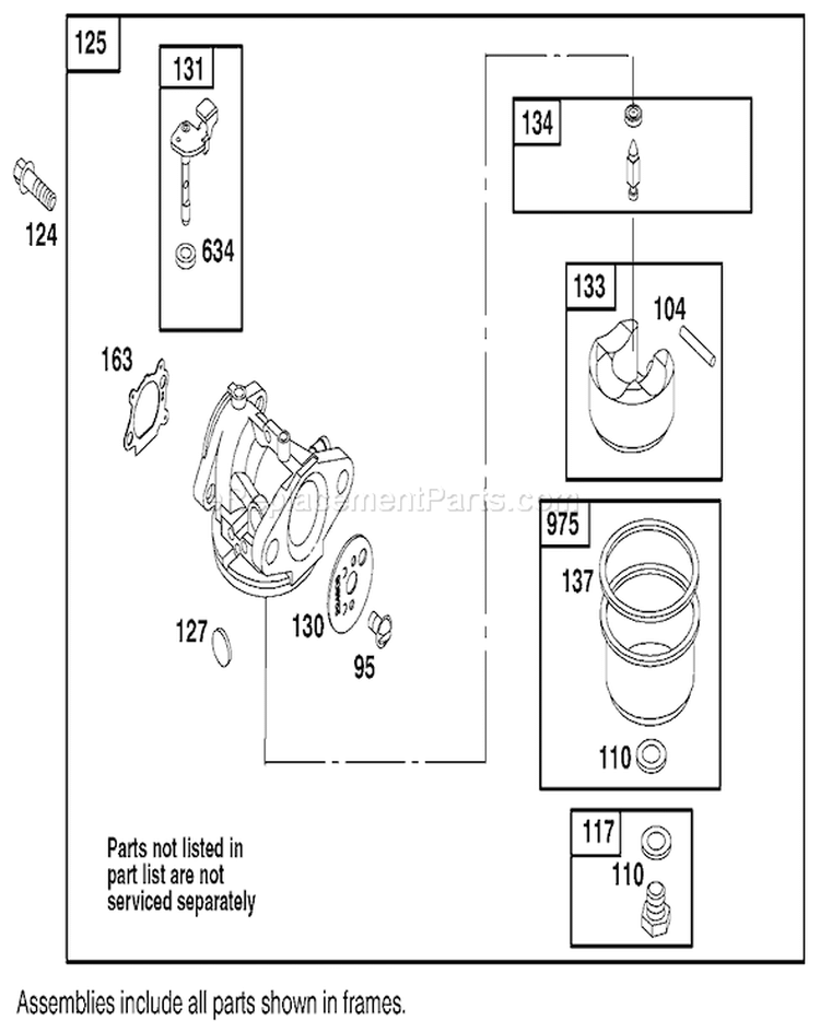 Carburetor Assembly Diagram and Parts List for 20487 210000001-210999999 - 2001 Toro Lawn Mower
