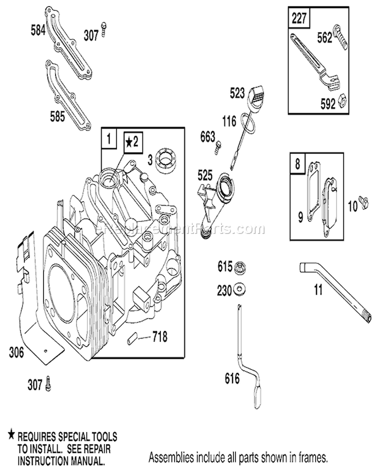 Cylinder Assembly Diagram and Parts List for 20487 210000001-210999999 - 2001 Toro Lawn Mower