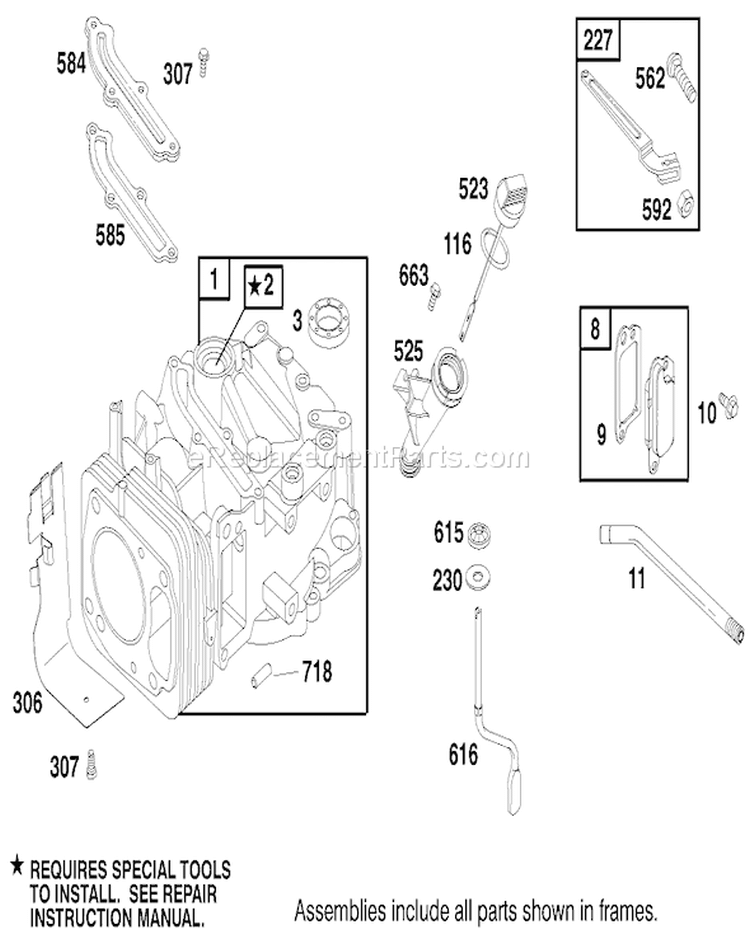 Engine Diagram and Parts List for 20487 8900001-8999999 - 1998 Toro Lawn Mower