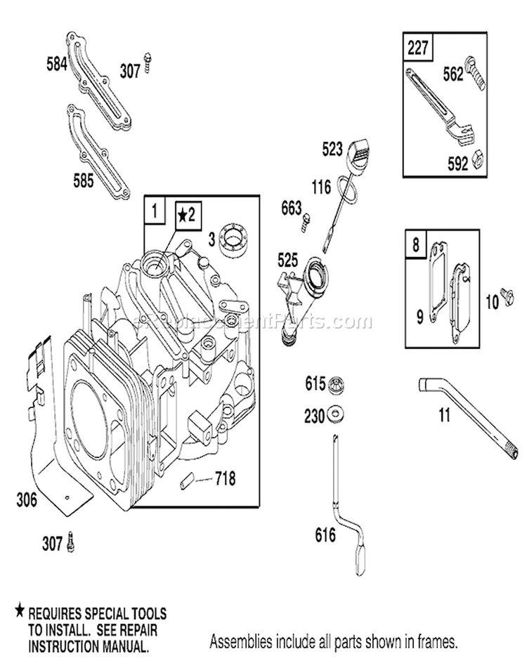 Engine Diagram and Parts List for 20487 9900001-9999999 - 1999 Toro Lawn Mower