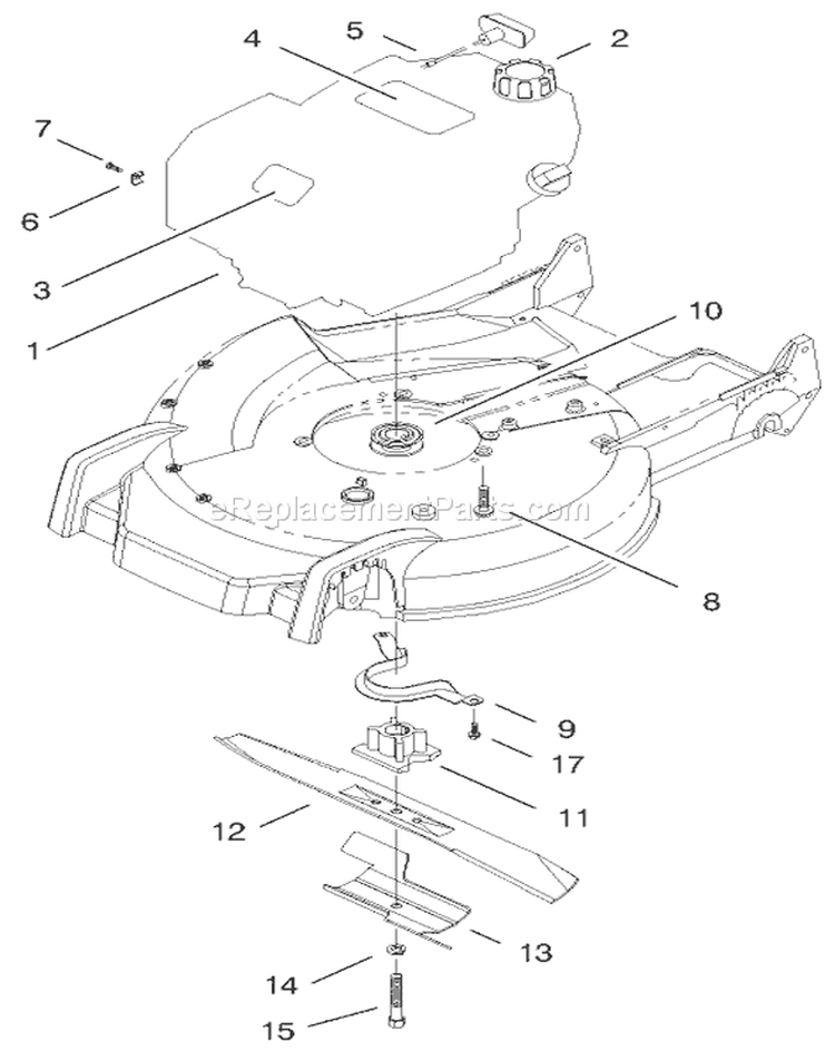 Engine and Blade Assembly Diagram and Parts List for 20488 8900001-8999999 - 1998 Toro Lawn Mower