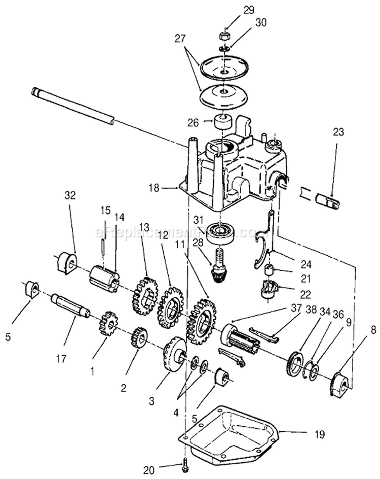 Gear Case Assembly Diagram and Parts List for 20488 8900001-8999999 - 1998 Toro Lawn Mower