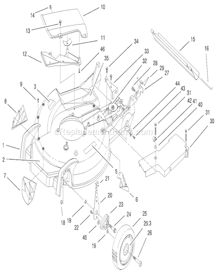 Housing Assembly Diagram and Parts List for 20488 8900001-8999999 - 1998 Toro Lawn Mower
