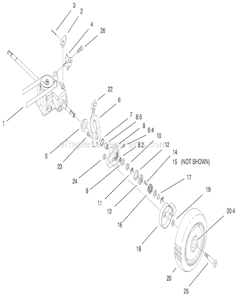 Rear Axle Assembly Diagram and Parts List for 20488 8900001-8999999 - 1998 Toro Lawn Mower