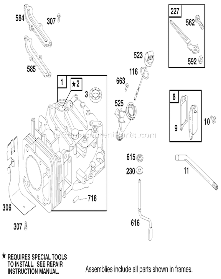 Engine Diagram and Parts List for 20488 8900001-8999999 - 1998 Toro Lawn Mower