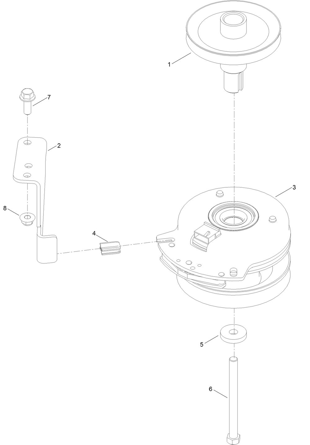 Clutch Assembly Diagram and Parts List for 74898 412800000 - 999999999 Toro Lawn Tractor