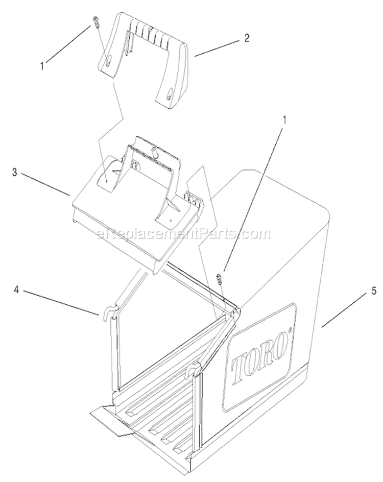 Bag Assembly Diagram and Parts List for 20490 8900001-8999999 - 1998 Toro Lawn Mower