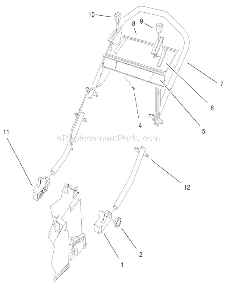 Handle Assembly Diagram and Parts List for 20490 8900001-8999999 - 1998 Toro Lawn Mower