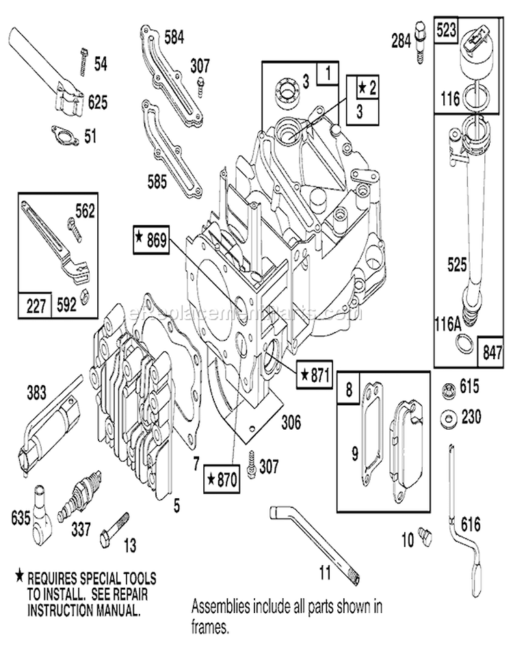 Engine Diagram and Parts List for 20490 8900001-8999999 - 1998 Toro Lawn Mower