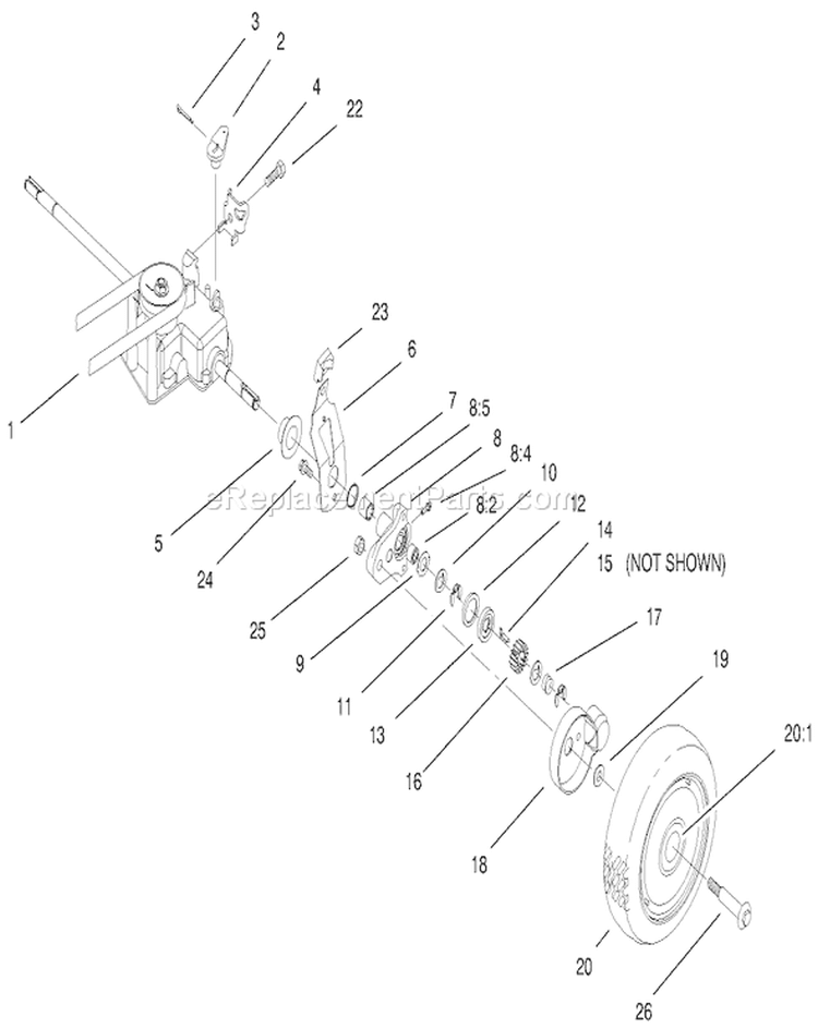Rear Axle Assembly Diagram and Parts List for 20494 8900001-8999999 - 1998 Toro Lawn Mower