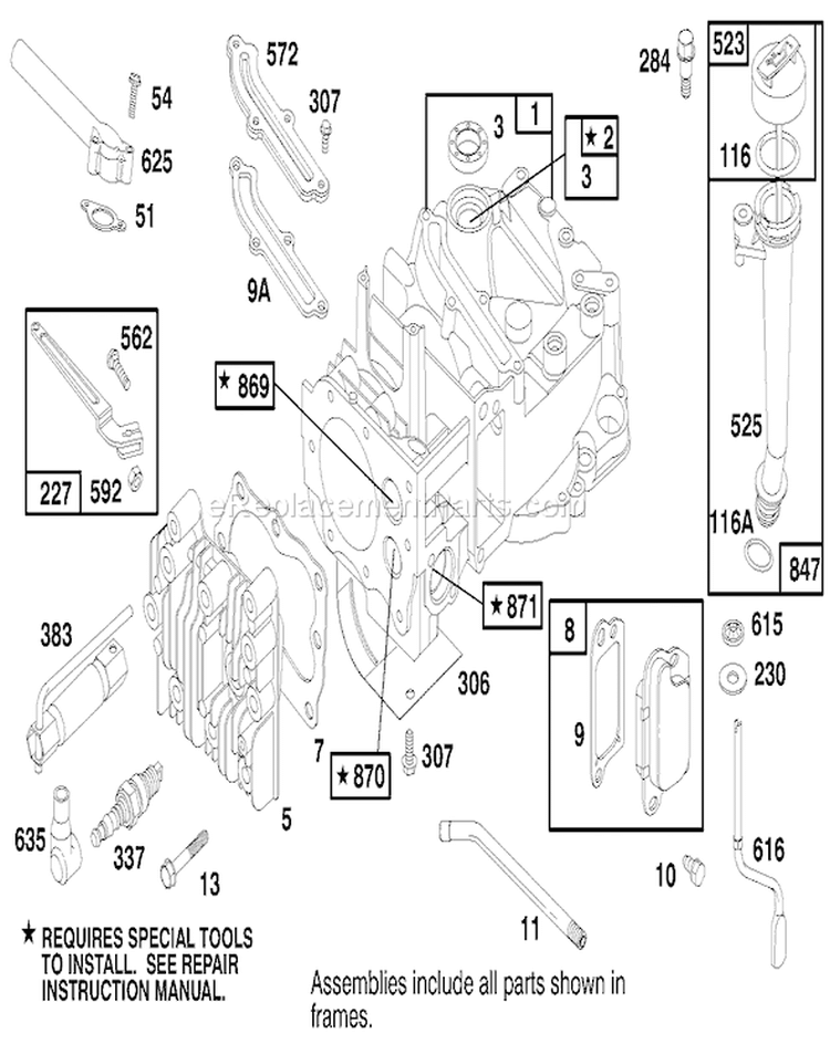 Engine Diagram and Parts List for 20494 8900001-8999999 - 1998 Toro Lawn Mower